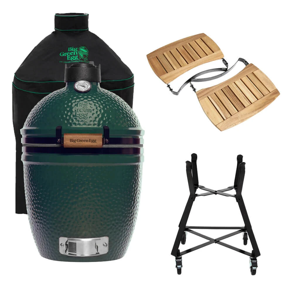 Big Green Egg Small Barbecue ø 33 Cm Keramiek Groen Met Onderstel, Acaciahouten Zijtafels En Hoes 3 Big Green Egg Small Barbecue ø 33 Cm Keramiek Groen Met Onderstel, Acaciahouten Zijtafels En Hoes