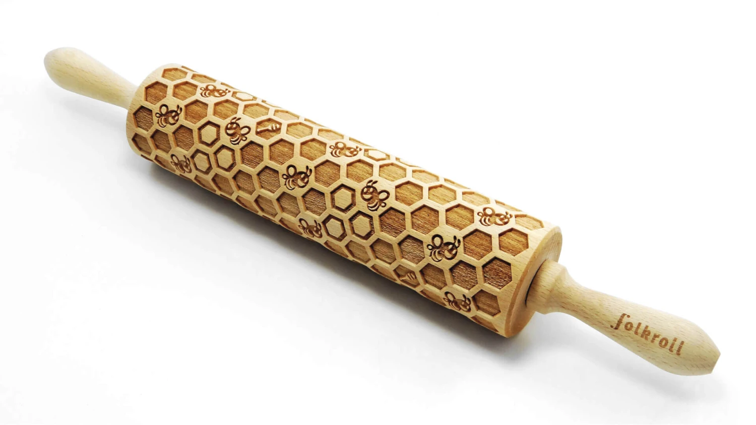 Folkroll Honeycomb Deegroller 43 Cm Beukenhout 4 Folkroll Honeycomb Deegroller 43 Cm Beukenhout - Afbeelding 2