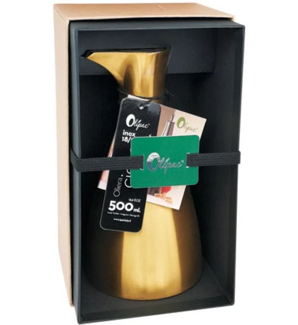 Olipac Cigno Cruet Oliekan In Giftbox 500 Ml Rvs Goudkleurig 4 Olipac Cigno Cruet Oliekan In Giftbox 500 Ml Rvs Goudkleurig - Afbeelding 2