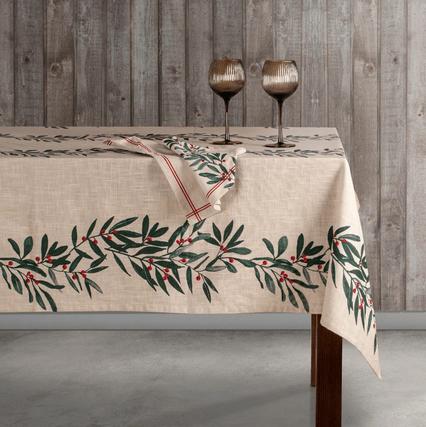 Ladelle Garland Servet 45 X 45 Cm Katoen Beige/rood 4-delig 4 Ladelle Garland Servet 45 X 45 Cm Katoen Beige/rood 4-delig - Afbeelding 2